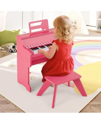Kids Digital Piano Keyboard with Lighted Teaching Mode and Bench for Musical Learning
