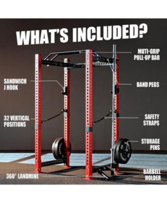 3"x3" Power Cage, Multi-Function Power Rack with LAT Pull Down Pulley System, 1500 lbs Weight