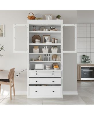 Streamdale 36x16.5x78inch Freestanding Kitchen Pantry Storage Cabinet with 3 Drawers, White