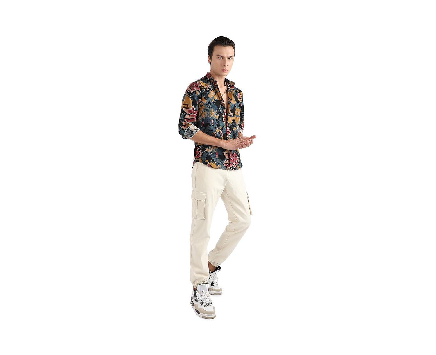 Men's Multicolour Artistic Flowers Shirt