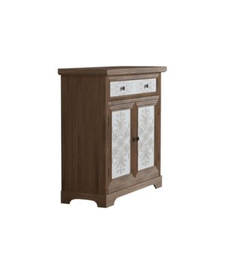 Rustic Carved Floral Accent Cabinet