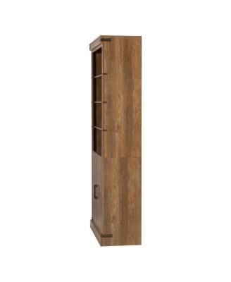 Streamdale Modern Bookshelf with Doors, 3-Tier Adjustable Shelves, LED Light, Walnut