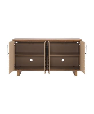 Modern sideboard, 59" storage cabinet with 4 doors, natural finish