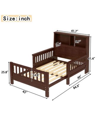 Twin Platform Bed with Storage Headboard & Pull-Out, Espresso