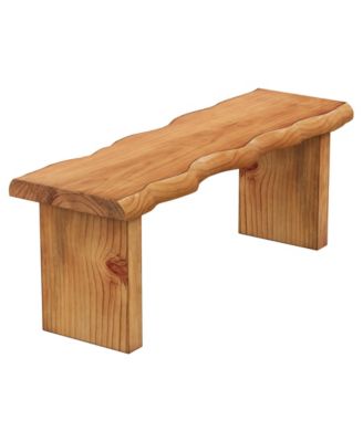 47" Solid Wood Bench, Farmhouse Entryway Bench for Bedroom, Dining Bench for Kitchen, Entryway, Mudroom, Easy Assembly, Brown