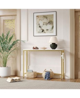 39.4" Industrial Console Table with USB Ports & Power Outlets - Versatile Entryway Table for Living Room, Hallway, Easy Assembly