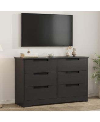 6 Drawer Dresser for Bedroom, Natural Modern Double Dresser Organizer