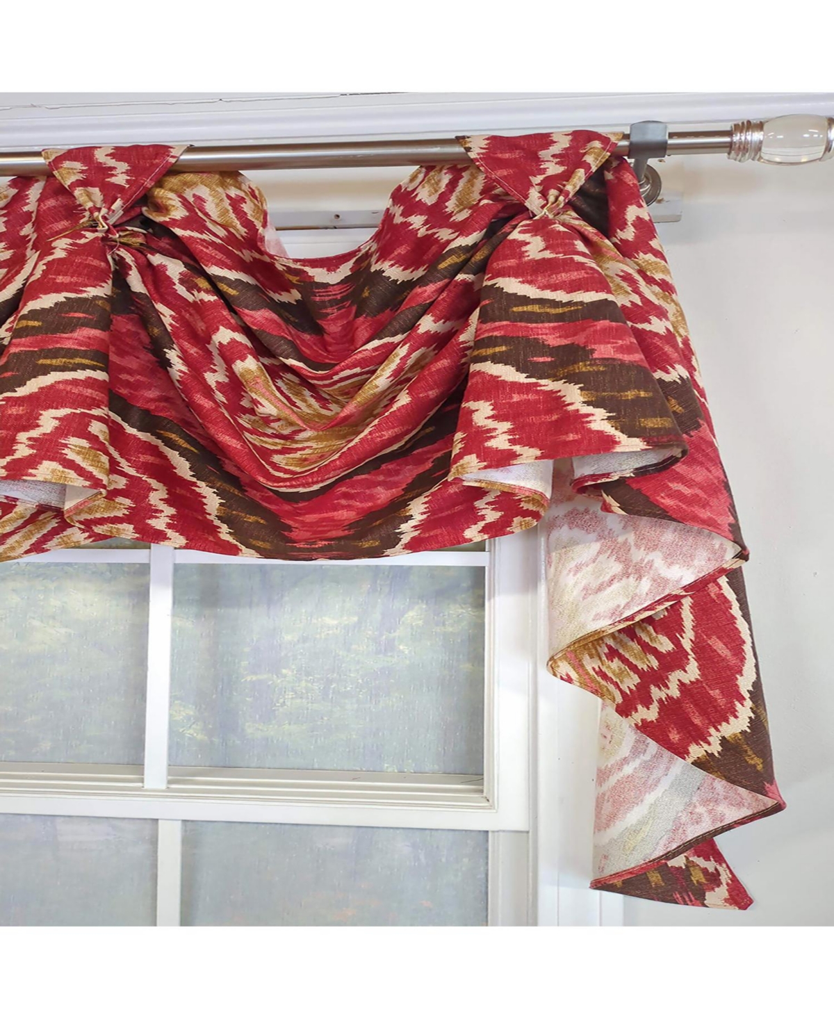 Rlf Home Begonia 3-s Victory 100% Cotton Tab Top Swag Window Curtain 54" x 25" Red