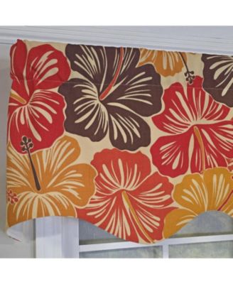 Wild Hibiscus Regal 100% Cotton Rod Pocket Lined Window Valance 50" x 17"