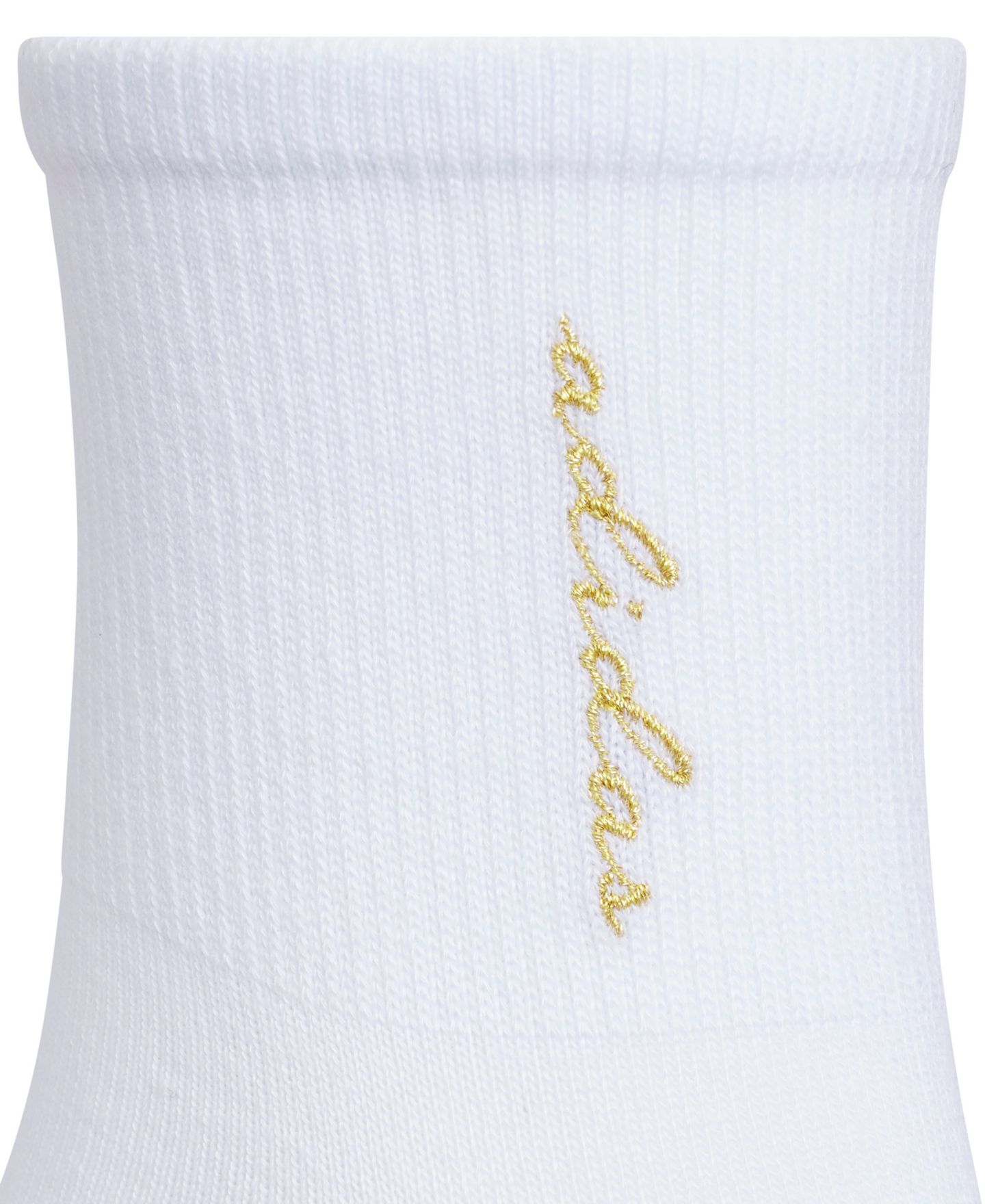 Носки Detail, вышивка, укороченные, с логотипом, 3 шт. — adidas, цвет: Белый / Золотой металлик — фото 4