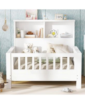 Twin Platform Bed with Storage Headboard & Pull-Out