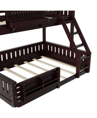 Streamdale Twin XL over Queen Bunk Bed with Ladder, Guardrails, Pegboard & Bookshelf, Espresso