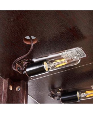 Streamdale Corner Lighted Curio Cabinet with Dark Cherry Finish and Included Light