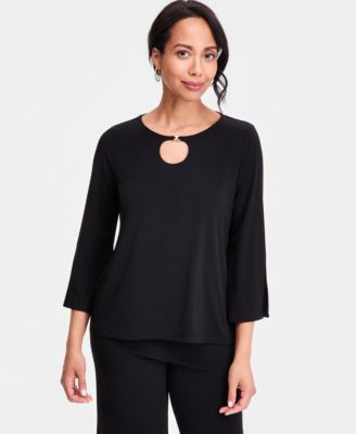 Women's Split-Sleeve Keyhole-Neck Top