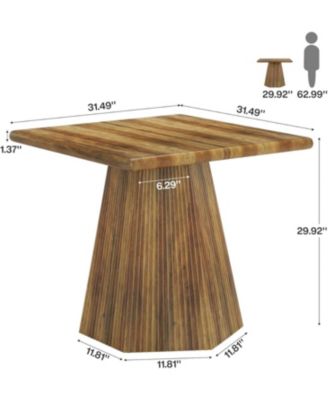 Square Dining Table for 4, 31.5-Inch Farmhouse Kitchen Table with Sturdy Pedestal Base for Kitchen & Dining Room & Living Room