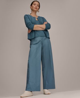 Women's Pointelle Stitch Open-Front Cotton Cardigan 