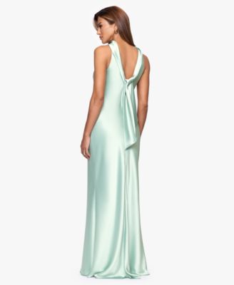 Women's Long Satin Halter Neck Ball Gown
