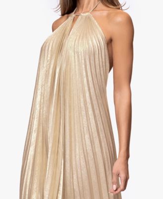 Women's Pleated Halter Neck Ball Gown