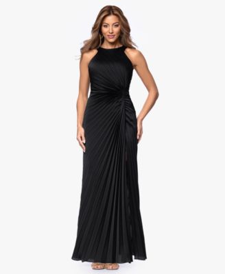 Women's Long Pleated Halter Neck Ball Gown