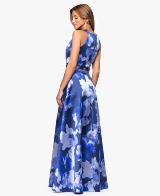 Women's Long Printed Halter Neck Ball Gown