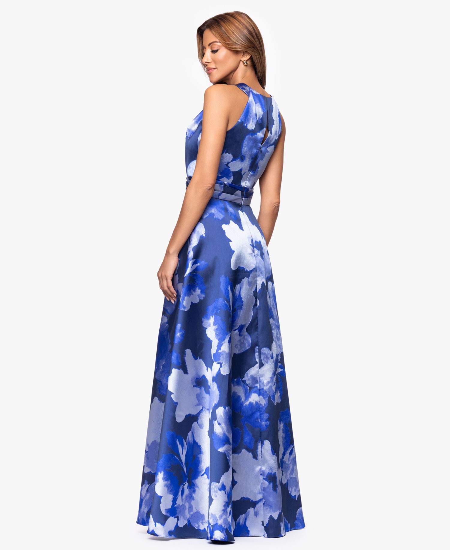 Women's Long Printed Halter Neck Ball Gown