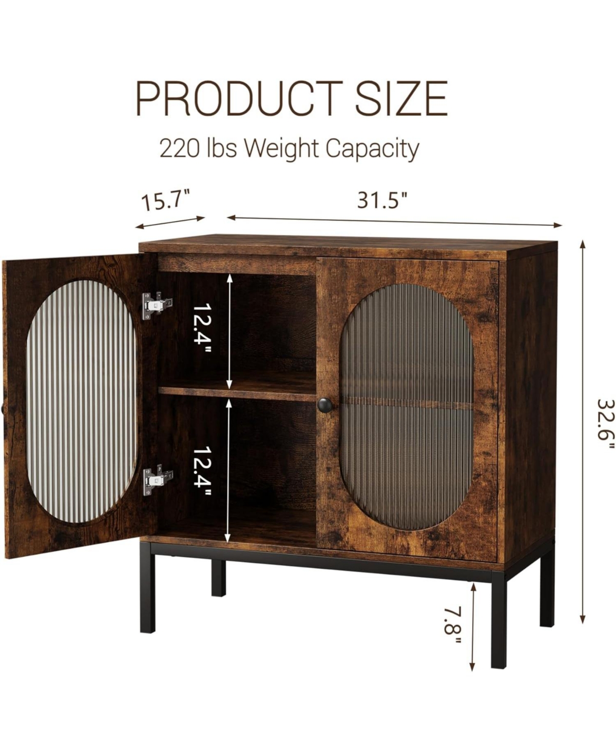 Gaomon Rattan Buffet Storage Cabinet with Adjustable Shelves Wooden Sideboard 2-Tier