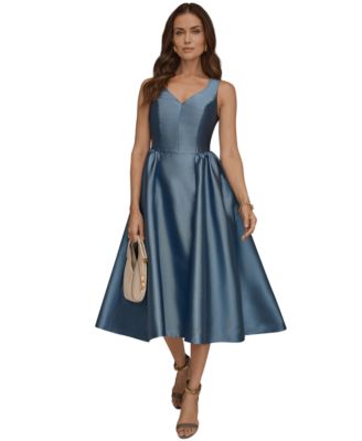 Women's Sleeveless V-Neck A-Line Midi Dress