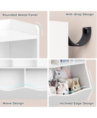 Kids Bookshelf Toy Storage Organizer – Wood Toy Storage Cabinet, Children's Toy Shelf, Kids Book Rack, Storage Bookshelf for Playroom, Bedroom