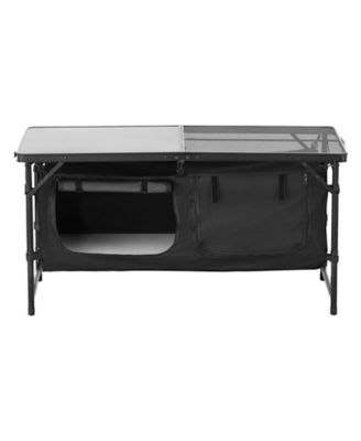 Camping Kitchen Table – Folding Aluminum Cook Station with Storage & Adjustable Heights