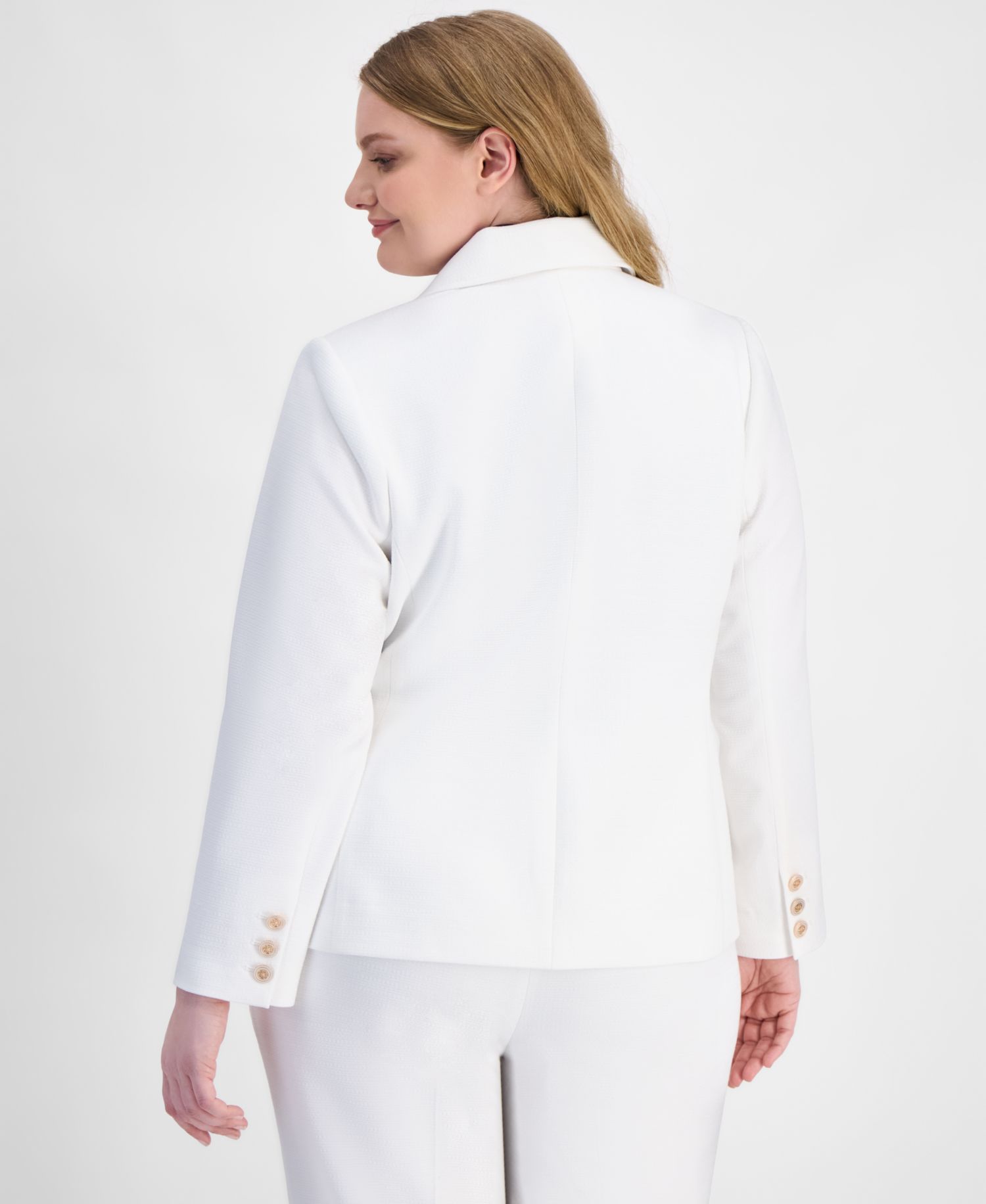 ASL Plus Size Stretch Boucle One-Button Blazer