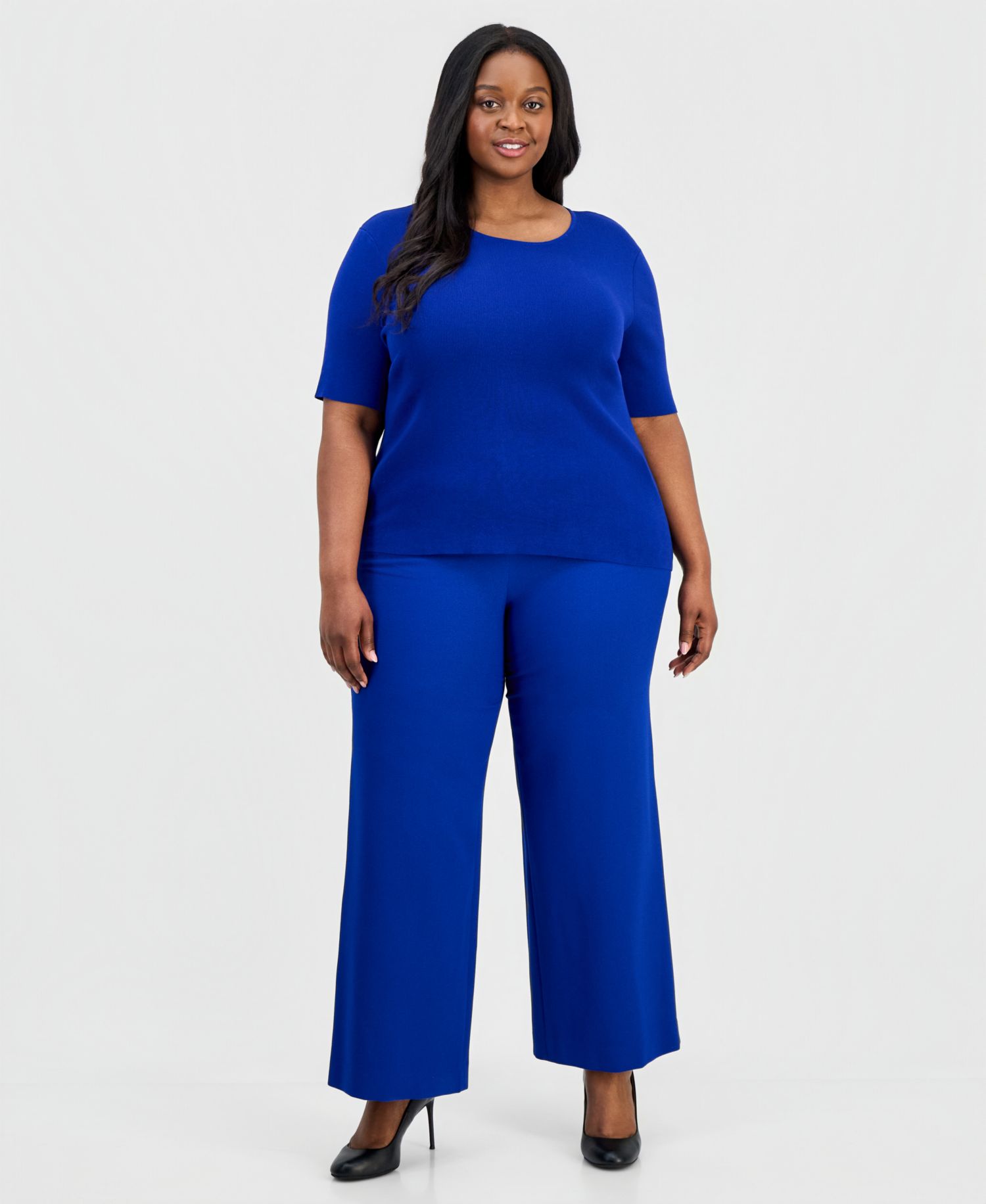 ASL Plus Size Elbow-Sleeve Sweater T-Shirt