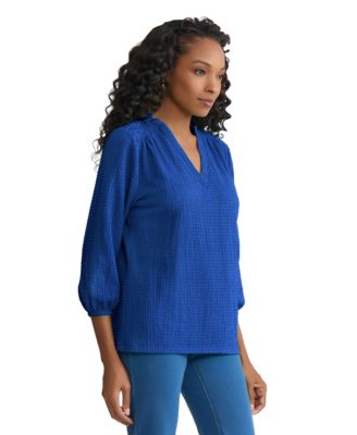 Women's 3/4-Sleeve Smocked Shoulder Top