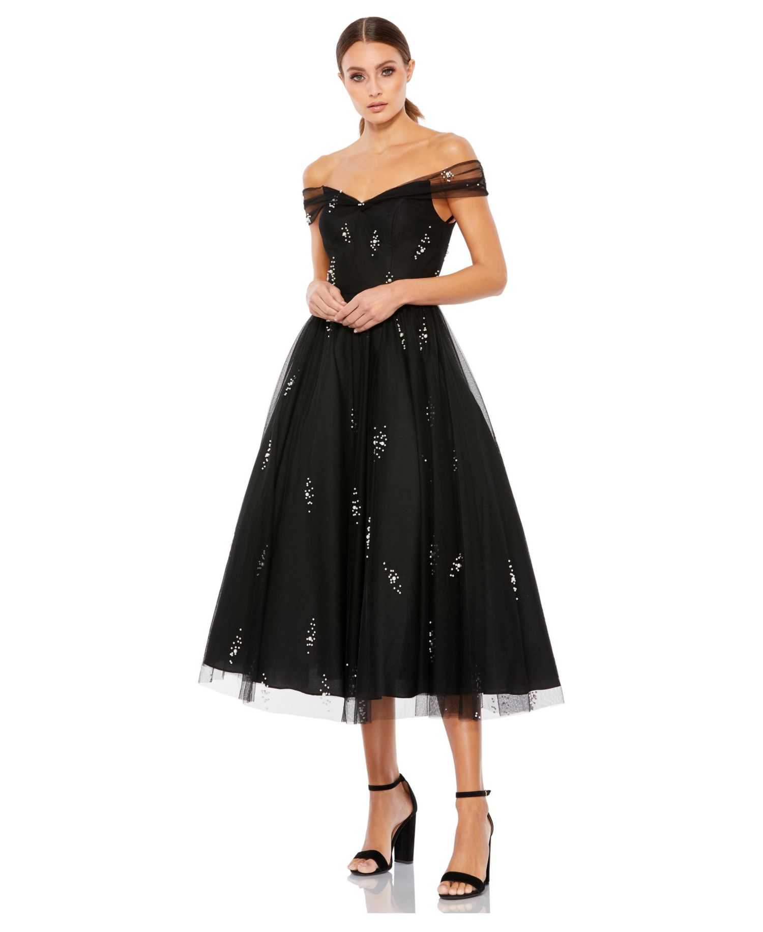 Women's Petite Ieena Off The Shoulder Embellished Tulle Cocktail Dress