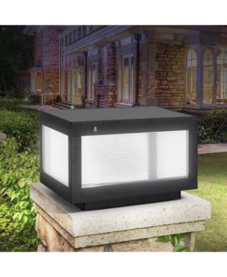 12" Black Solar Powered LED Post Cap Light, Modern Outdoor LED Fence Light for Pathways, Decks, and Patios (2-Pack