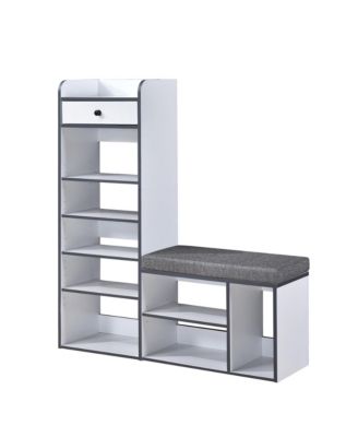 Julian Bench & Shoe Rack, 7-Shelf Storage & Drawer
