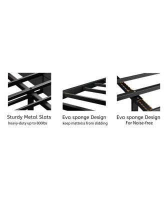 King Bed Frame with Storage Headboard & 12 Drawers, LED Lights, Metal Platform