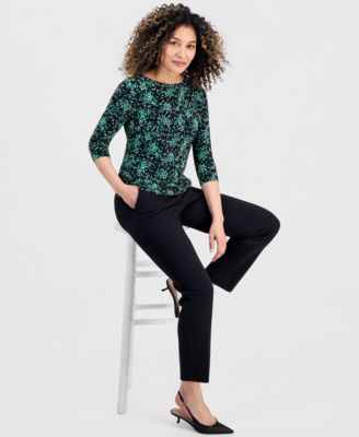 Petite Printed 3/4-Sleeve Top