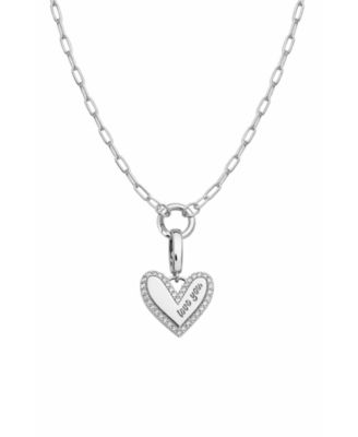 Elena “Love You” Pav&eacute; Heart Necklace