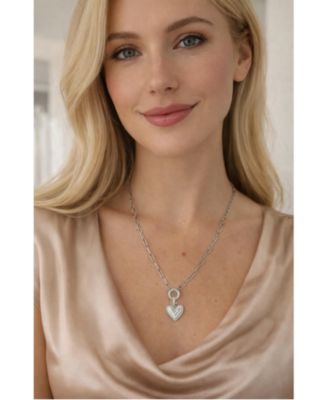 Elena “Love You” Pav&eacute; Heart Necklace