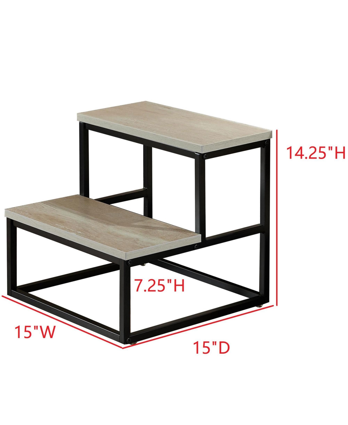 Kings Brand Furniture Axel 2-Step Step Stool – Lightweight, Durable & Modern Design Wooden Steps Metal Frame, Compact Ladder for Adults