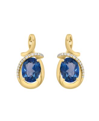 London Blue Topaz (2-1/2 ct. t.w.) & Diamond (1/10 ct. t.w.) Earrings in 14k Yellow Gold