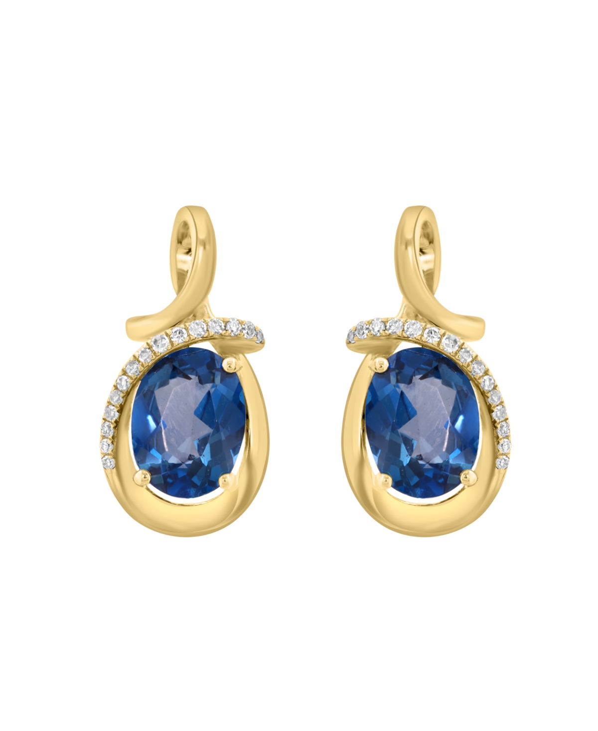 Effy Collection London Blue Topaz (2-1/2 ct. t.w.) & Diamond (1/10 ct. t.w.) Earrings in 14k Yellow Gold