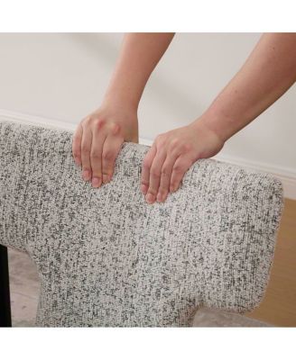  Modern Chenille Dining Chairs Set of 4, Armless Curved Back Accent Chairs, White/Black