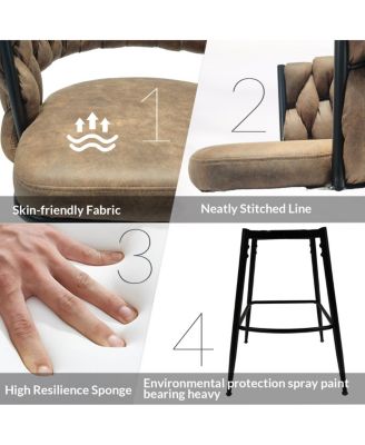 Streamdale 28" Technical Leather Woven Bar Stool Set of 2 (Brown