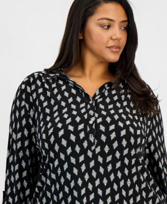 Plus Size Scrunched-Sleeve Knit Top