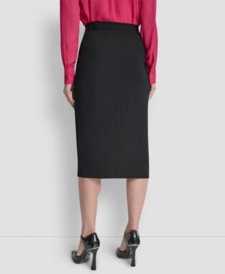 Women's Belted Midi Pencil Skirt
