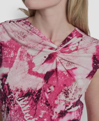 Women's Asymmetric Neck Cap-Sleeve Top