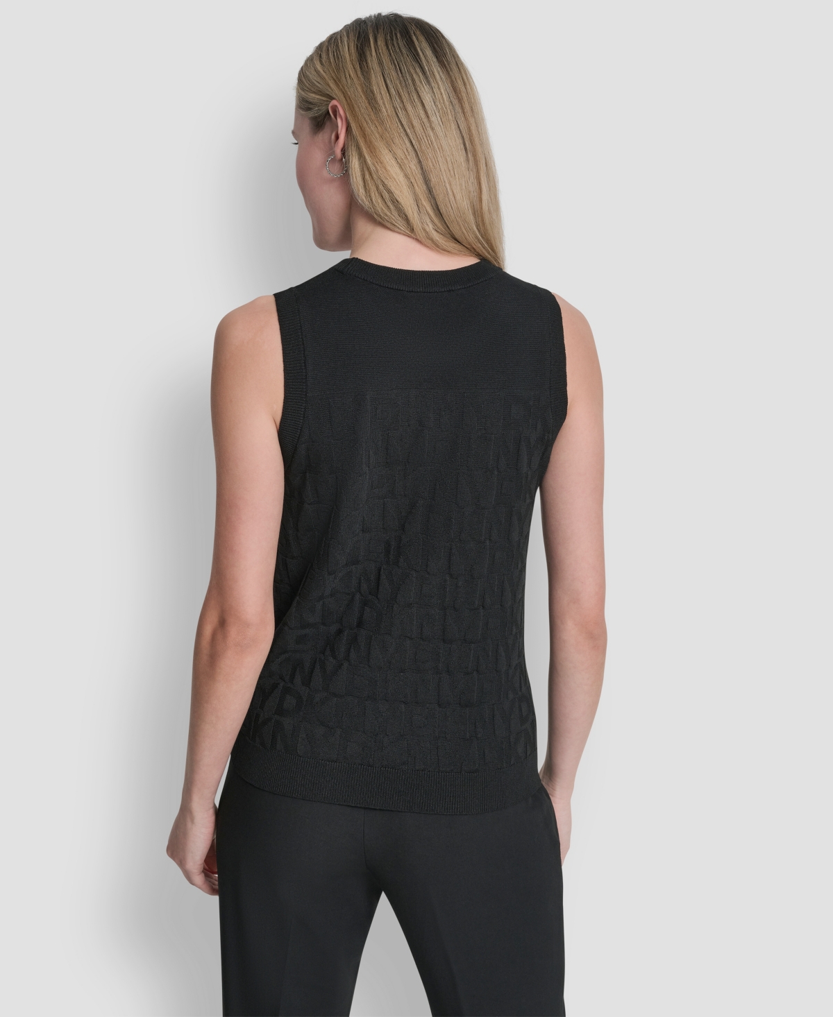 Dkny Women's Sleeveless Logo Printed Sweater