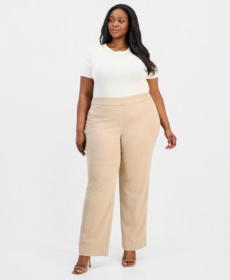 Plus Size Straight-Leg Pull-On Pants