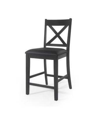Farmhouse X-Back Faux Leather Counter Stool Set (Set of 2)